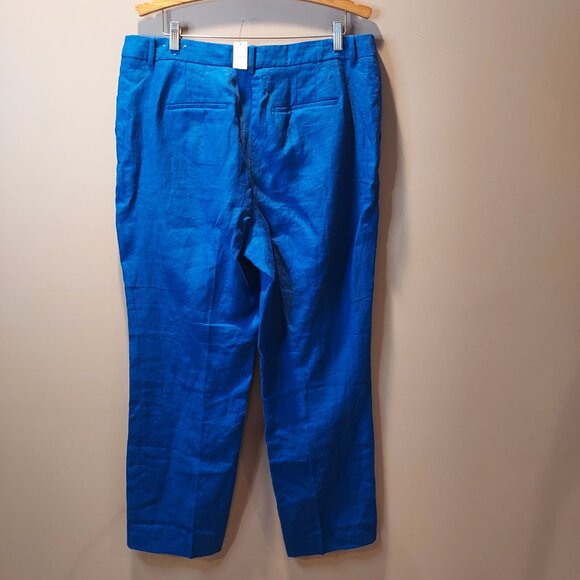 Talbots Southampton Straight Leg Cobalt Blue Linen Pants Size 14 NWT - Picture 3 of 9